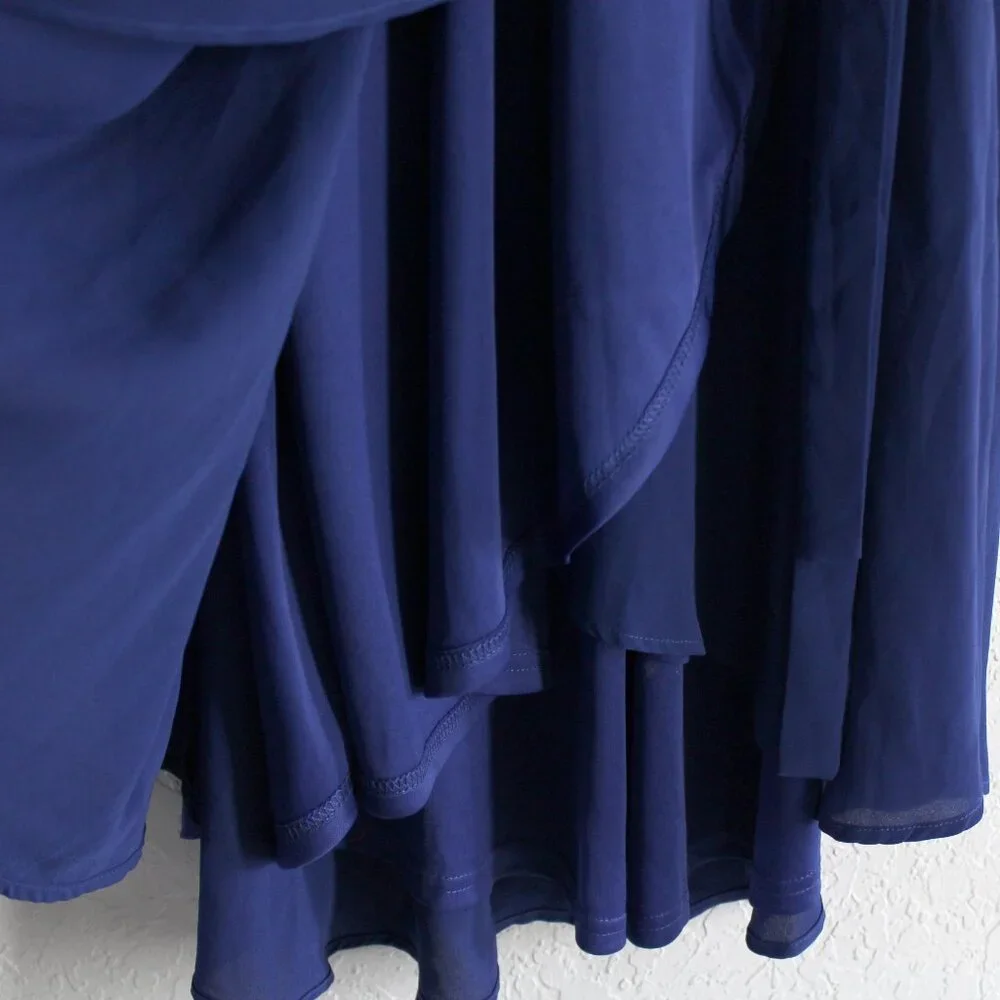 New Royal Blue Wrap Dress V-neck split sleeve flowy chiffon XS Lulus - Picture 5 of 9
